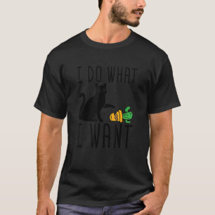 Do What I Want Cute Black Cat Cactus  Graphic T-Shirt