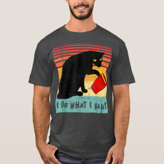 Do What I Want Vintage Black Cat My Funny Cat Love T-Shirt