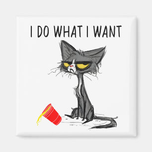 Do What I Want Vintage Black Cat Red Cup Funny Magnet
