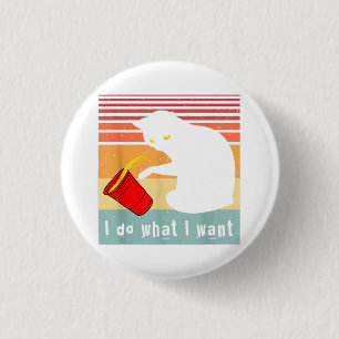 Do What I Want Vintage Black Cat Red Cup Funny My 3 Cm Round Badge