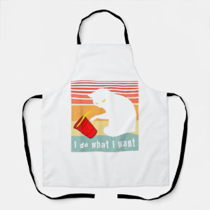 Do What I Want Vintage Black Cat Red Cup Funny My Apron