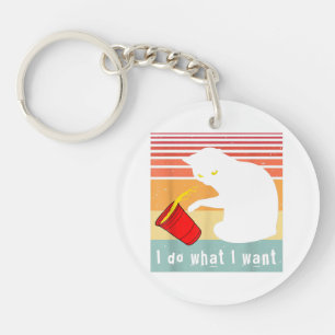 Do What I Want Vintage Black Cat Red Cup Funny My Key Ring