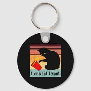 Do What I Want Vintage Black Cat Red Cup Funny My  Key Ring