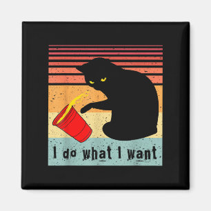 Do What I Want Vintage Black Cat Red Cup Funny My Magnet
