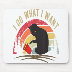 Do What I Want Vintage Black Cat Red Cup Funny My Mouse Pad