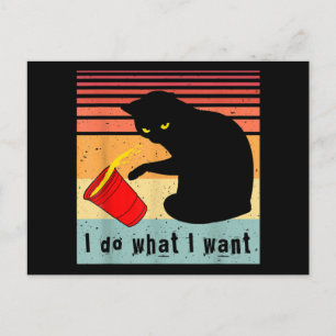 Do What I Want Vintage Black Cat Red Cup Funny My Postcard