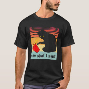 Do What I Want Vintage Black Cat Red Cup Funny My T-Shirt