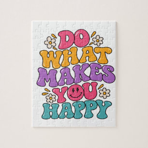 Do What Makes You Happy – Colourful Retro Positive Jigsaw Puzzle