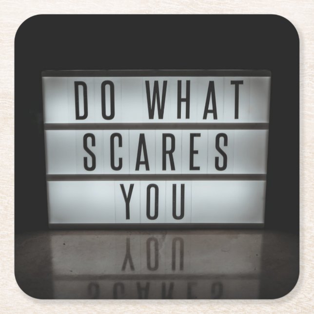 Do What Scares You, take risks Square Paper Coaster (Front)