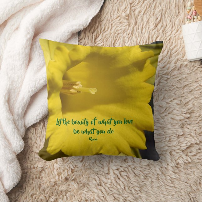 Do What You Love Daffodil Inspirational Rumi Quote Cushion (Blanket)