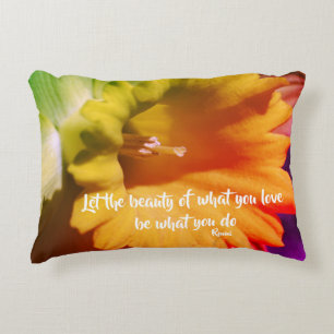 Do What You Love Daffodil Inspirational Rumi Quote Decorative Cushion