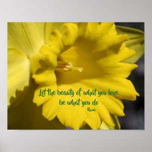 Do What You Love Daffodil Inspirational Rumi Quote Poster