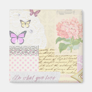 Do what you love - Girly Pink & Cream collage Magnet