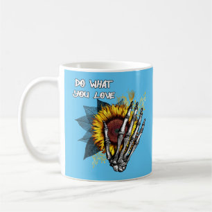 Do What You Love - Skeleton Hand and Sunflower Coffee Mug