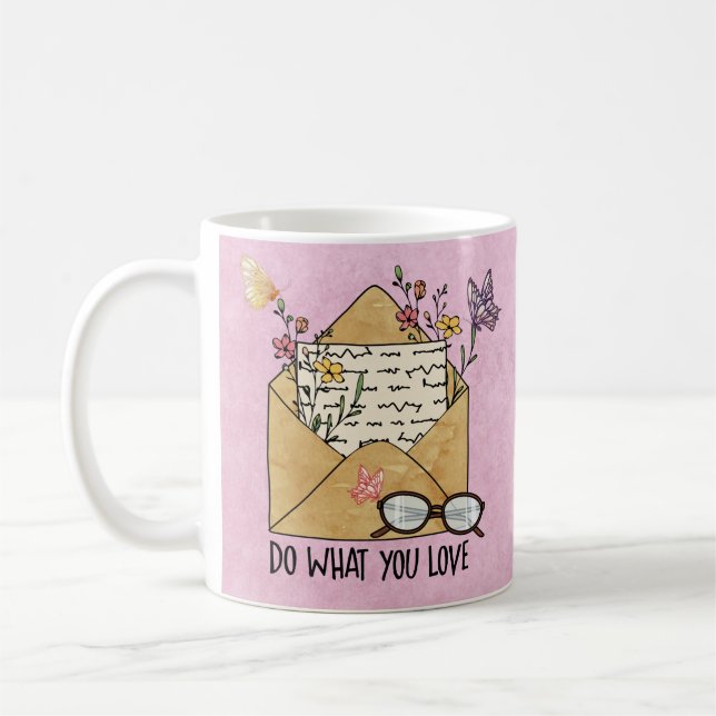 Do what you love wildflowers butterflies glasses  coffee mug (Left)