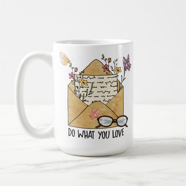 Do what you love wildflowers butterflies glasses  coffee mug (Left)