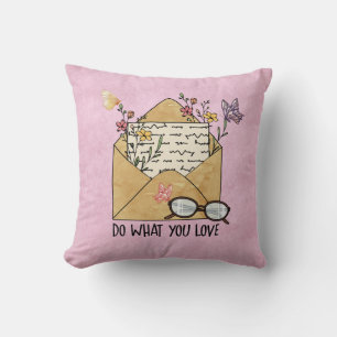 Do what you love wildflowers butterflies glasses cushion