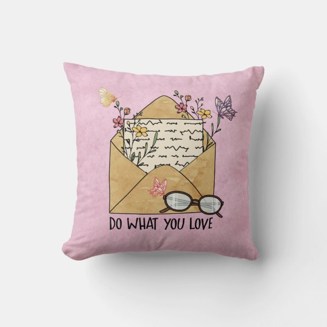 Do what you love wildflowers butterflies glasses  cushion (Front)