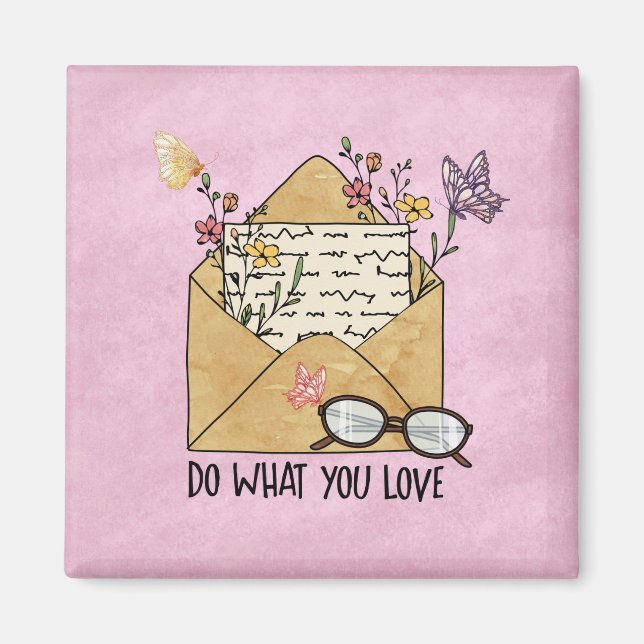 Do what you love wildflowers butterflies glasses magnet (Front)