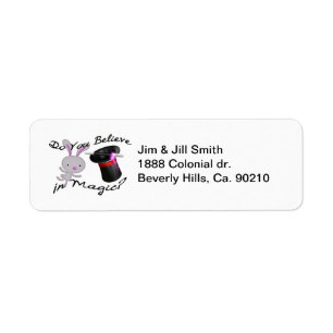Do You Believe In Magic Top Hat & Rabbit Return Address Label