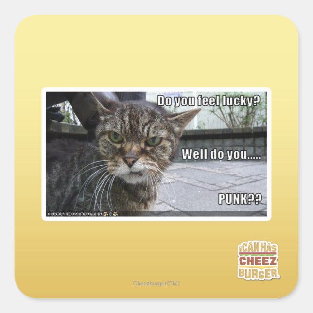 Do you feel lucky? square sticker (Front)