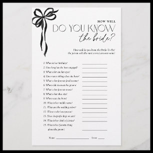 Do You Know The Bride Black Bow Bridal Shower Game