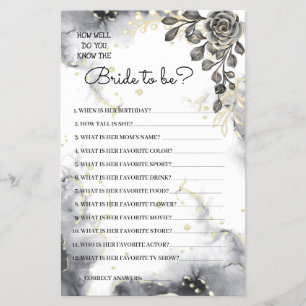 Do you know the Bride Black Roses Shower Game Card
