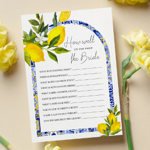 Do You Know The Bride Lemon Bridal Shower Game Invitation