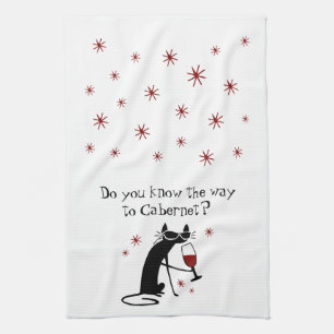 Do You Know the Way to Cabernet? Wine Pun Tea Towel