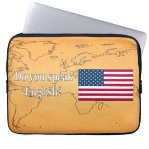 Do you speak English? in English. Flag wf Laptop Sleeve