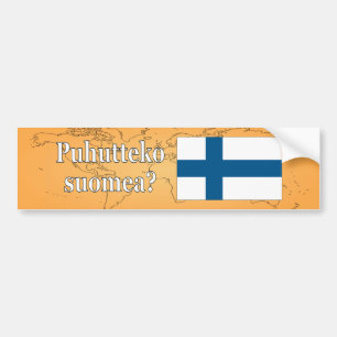 Do you speak Finnish? in Finnish. Flag wf Bumper Sticker