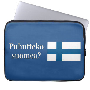 Do you speak Finnish? in Finnish. Flag wf Laptop Sleeve