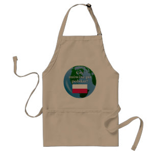 Do you speak Polish? in Polish. Flag & globe Standard Apron