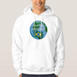 Do you speak Portuguese? in Portuguese. Flag globe Hoodie