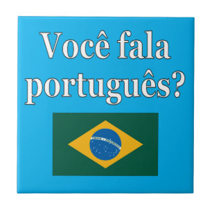 Do you speak Portuguese? in Portuguese. Flag Tile