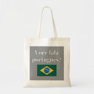 Do you speak Portuguese? in Portuguese. Flag Tote Bag