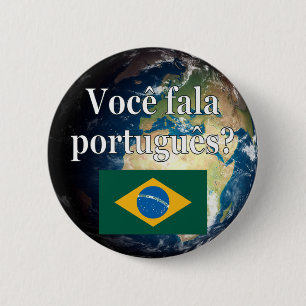 Do you speak Portuguese? Portuguese. Flag & Earth 6 Cm Round Badge