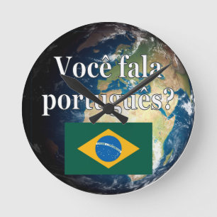 Do you speak Portuguese? Portuguese. Flag & Earth Round Clock