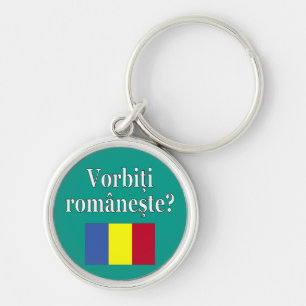 Do you speak Romanian? in Romanian. Flag Key Ring