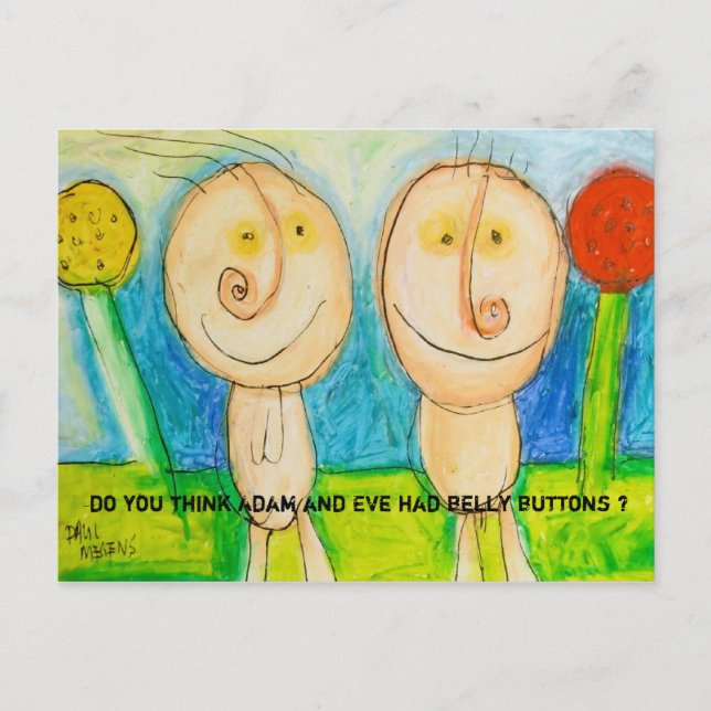 do you think adam and eve had belly buttons ? postcard (Front)