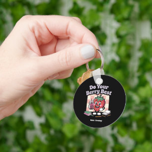 Do Your Berry Best Retro Strawberry Teacher Design Key Ring