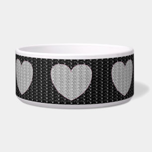 Dob Bowl Black Silver Silver Heart Glitter
