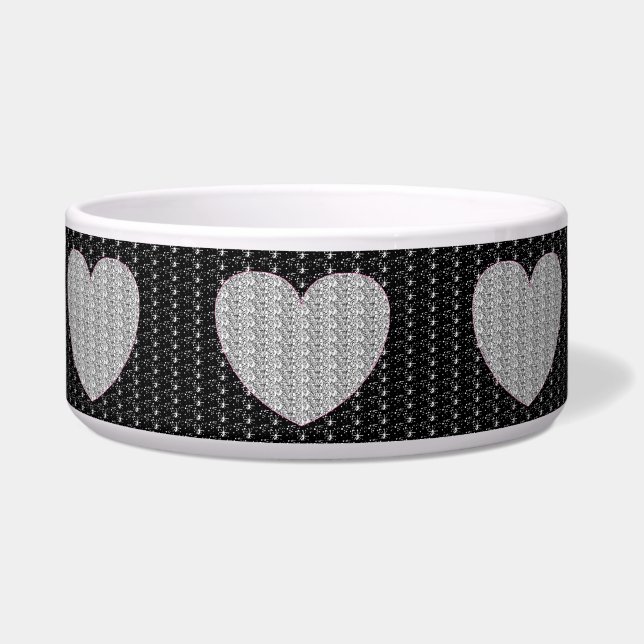 Dob Bowl Black Silver Silver Heart Glitter (Front)