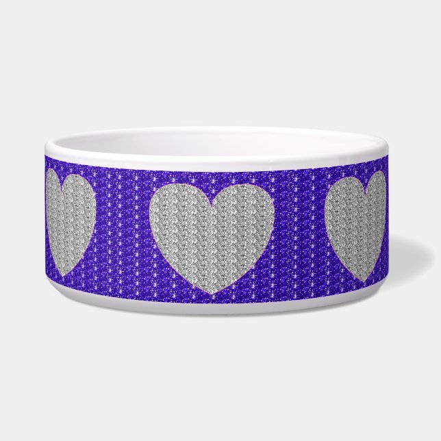 Dob Bowl  Silver Purple Silver Heart Glitter (Front)