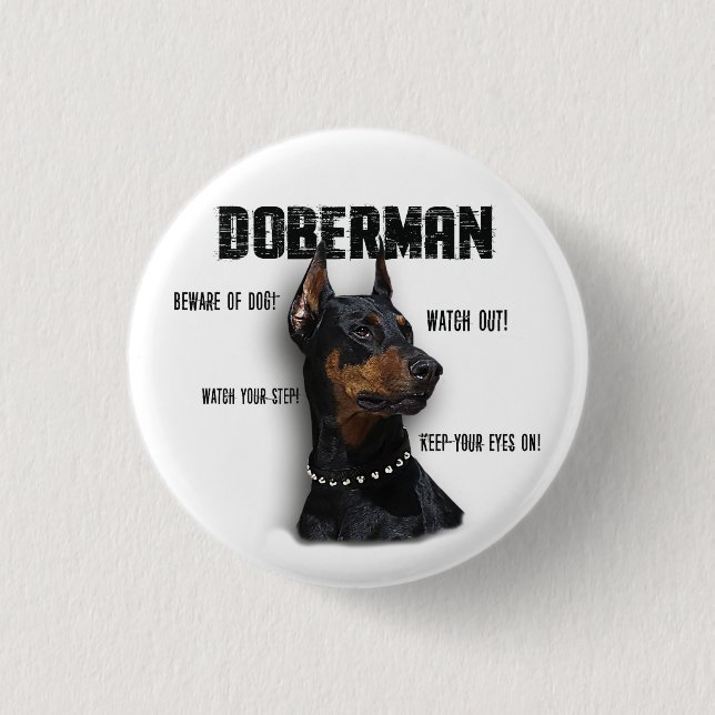 Doberman   3 cm round badge (Front)