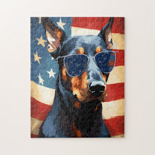 Doberman 4th of July Independence day Jigsaw Puzzle