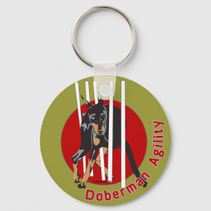 Doberman Agility Weaves Key Ring