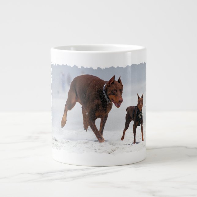 Doberman and Min Pin - LOOK! A Mini Me! Large Coffee Mug (Front)