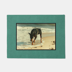 Doberman at the Beach Painting Image Doormat