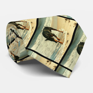 Doberman at the Beach Painting Image Tie